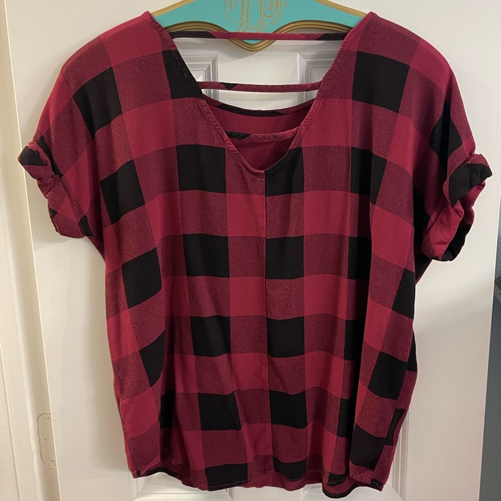 Rock & Republic Maroon Buffalo Pattern Blouse - Picture 4 of 4
